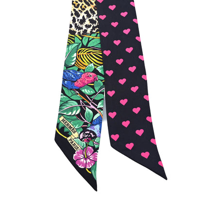 Hermes Silk Jungle Love Love Twilly Black Vert Rose Vif 2 of 4