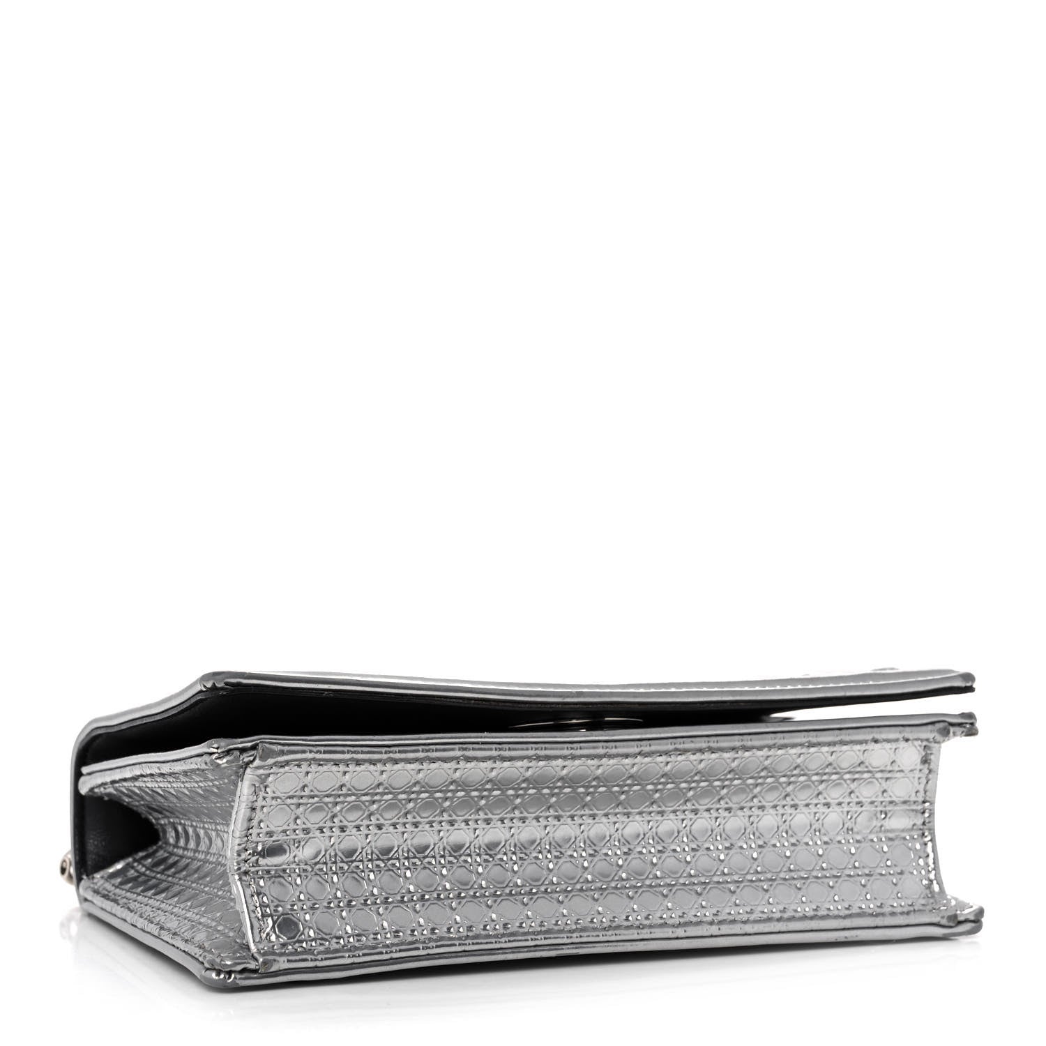 Christian Dior Metallic Patent Micro-Cannage Mini Diorama Flap Bag Silver 4 of 9