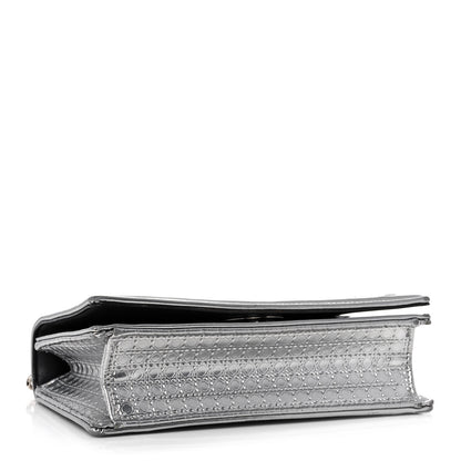 Christian Dior Metallic Patent Micro-Cannage Mini Diorama Flap Bag Silver 4 of 9