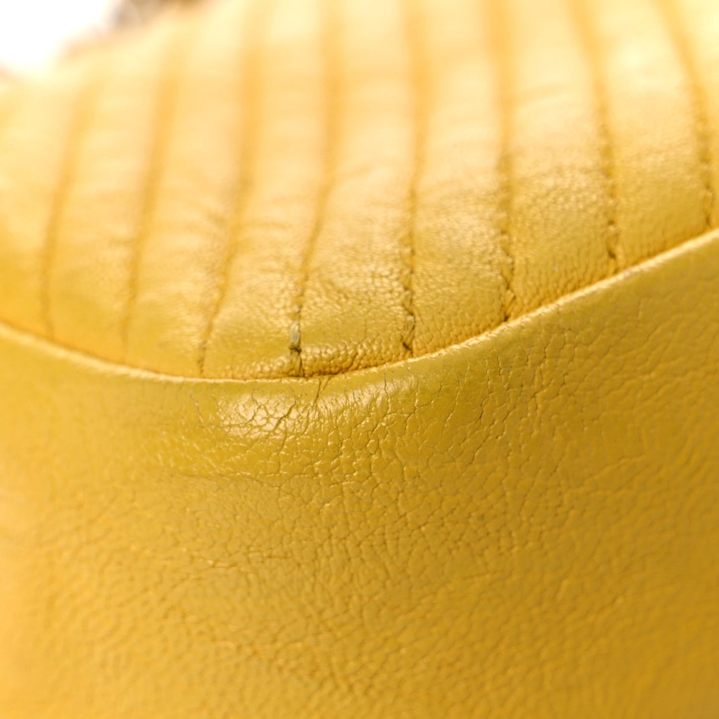 Calfskin Chevron Quilted Small Surpique Flap Yellow