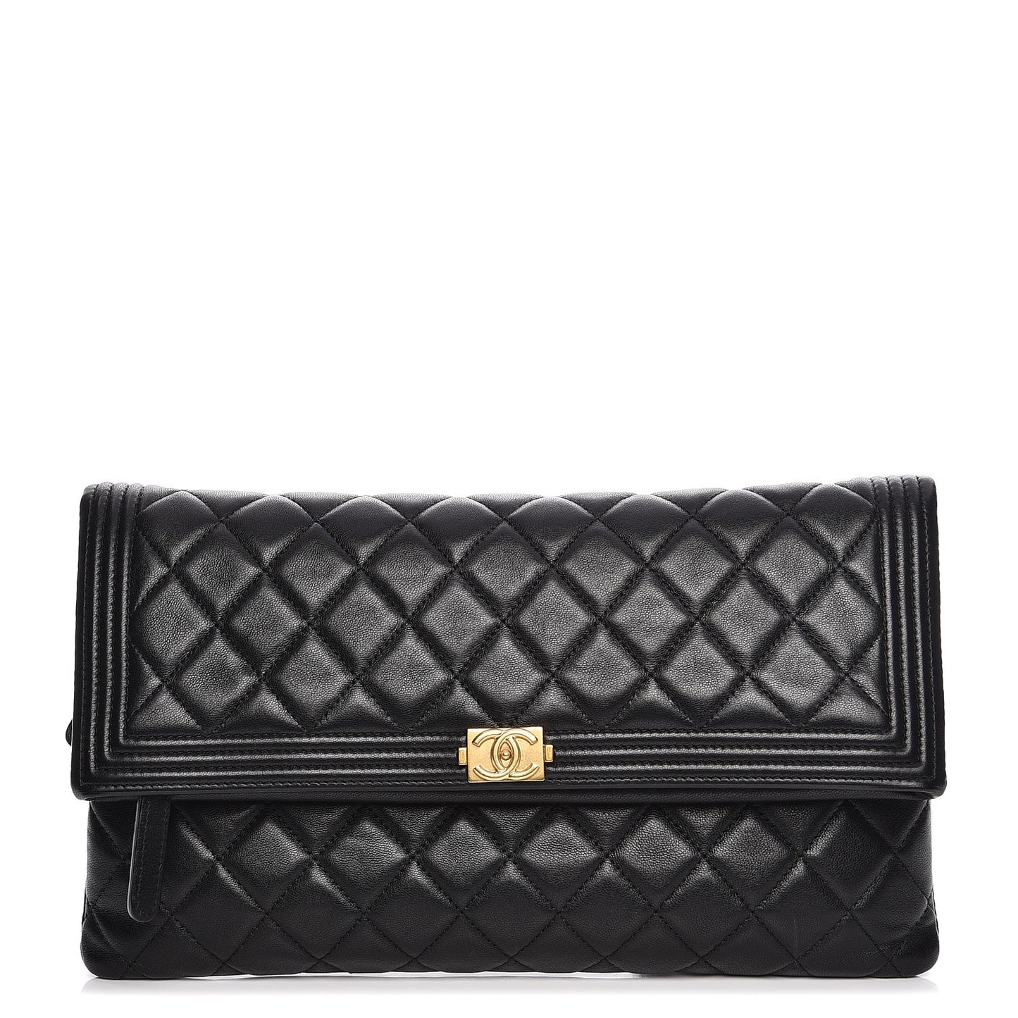 Lambskin Quilted Beauty CC Boy Clutch Black