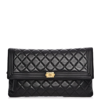 Chanel Lambskin Quilted Beauty CC Boy Clutch Black 1 of 8