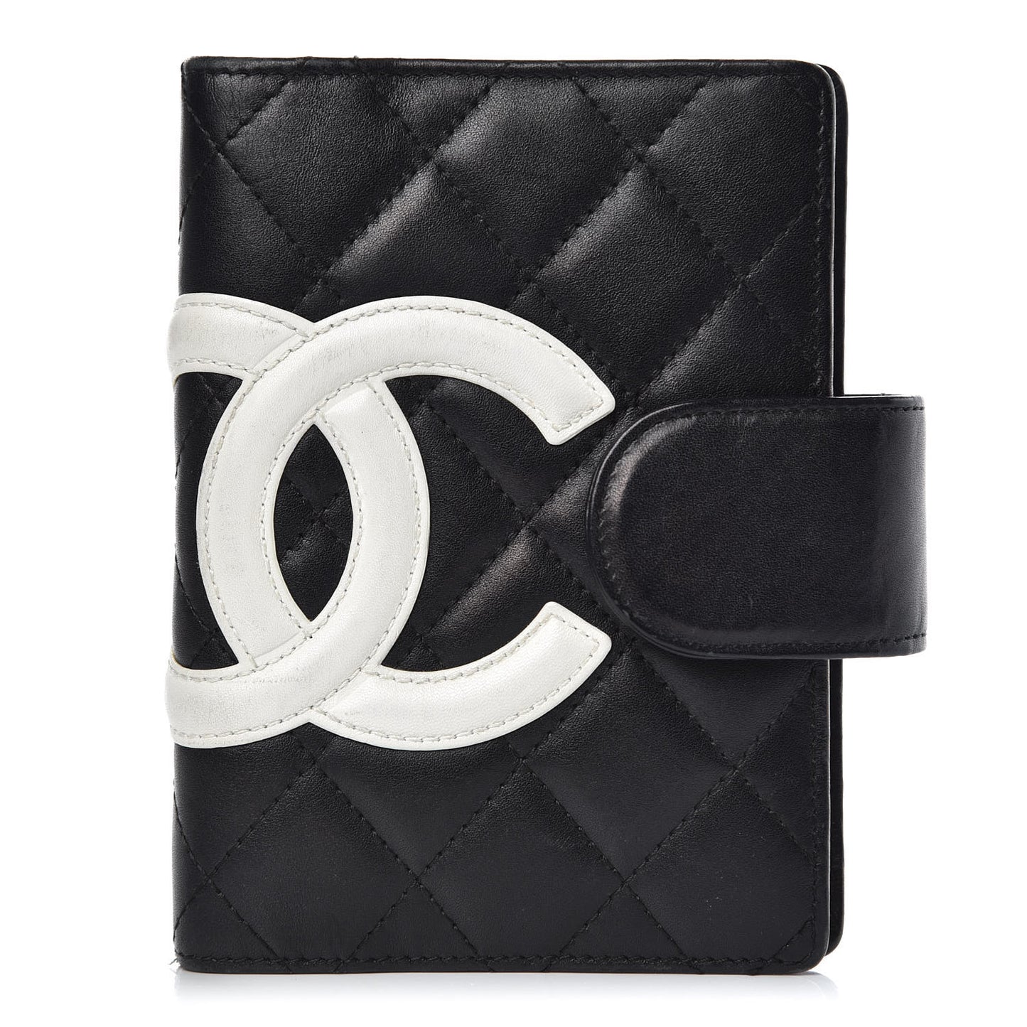 Calfskin Quilted Small Cambon Agenda Planner Black White