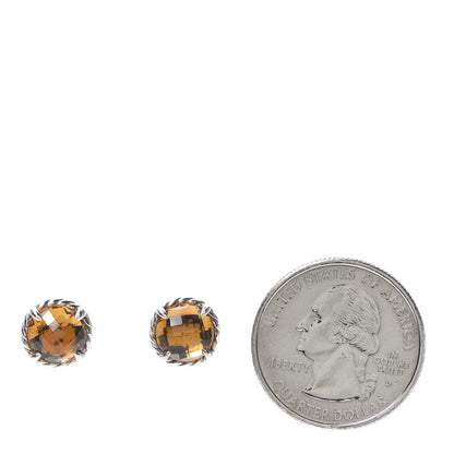 David Yurman Sterling Silver Citrine 8mm Chatelaine Earrings 2 of 4