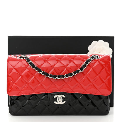 Chanel Patent Calfskin Quilted Bi-Color Medium Double Flap Black Red 11 of 11