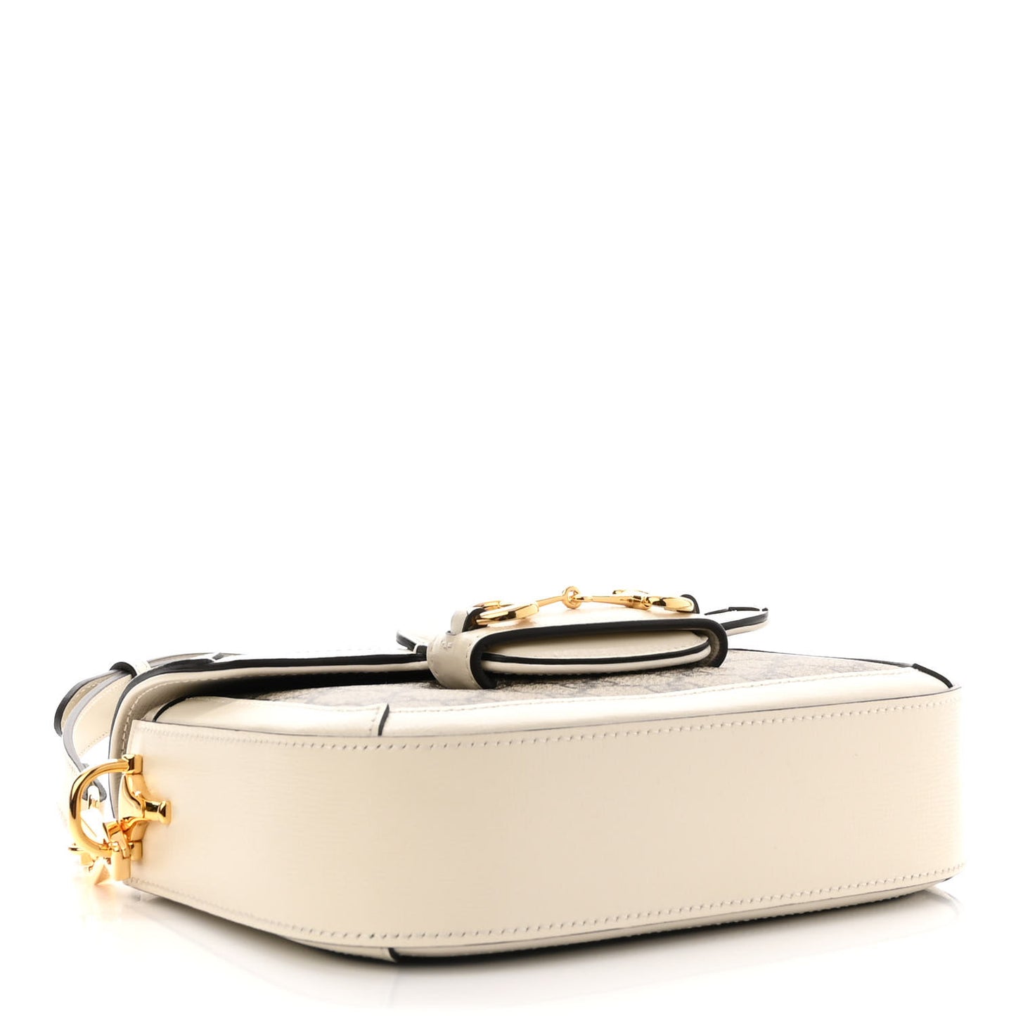 GG Supreme Monogram Web Mini Horsebit 1955 Shoulder Bag Beige Mystic White