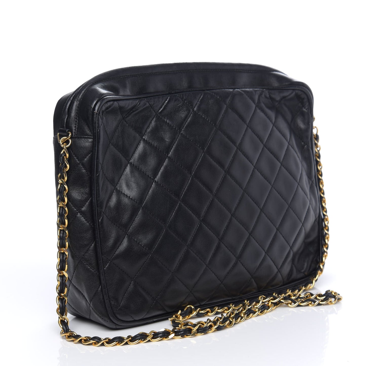 Lambskin Quilted CC Tassel Camera Case Black