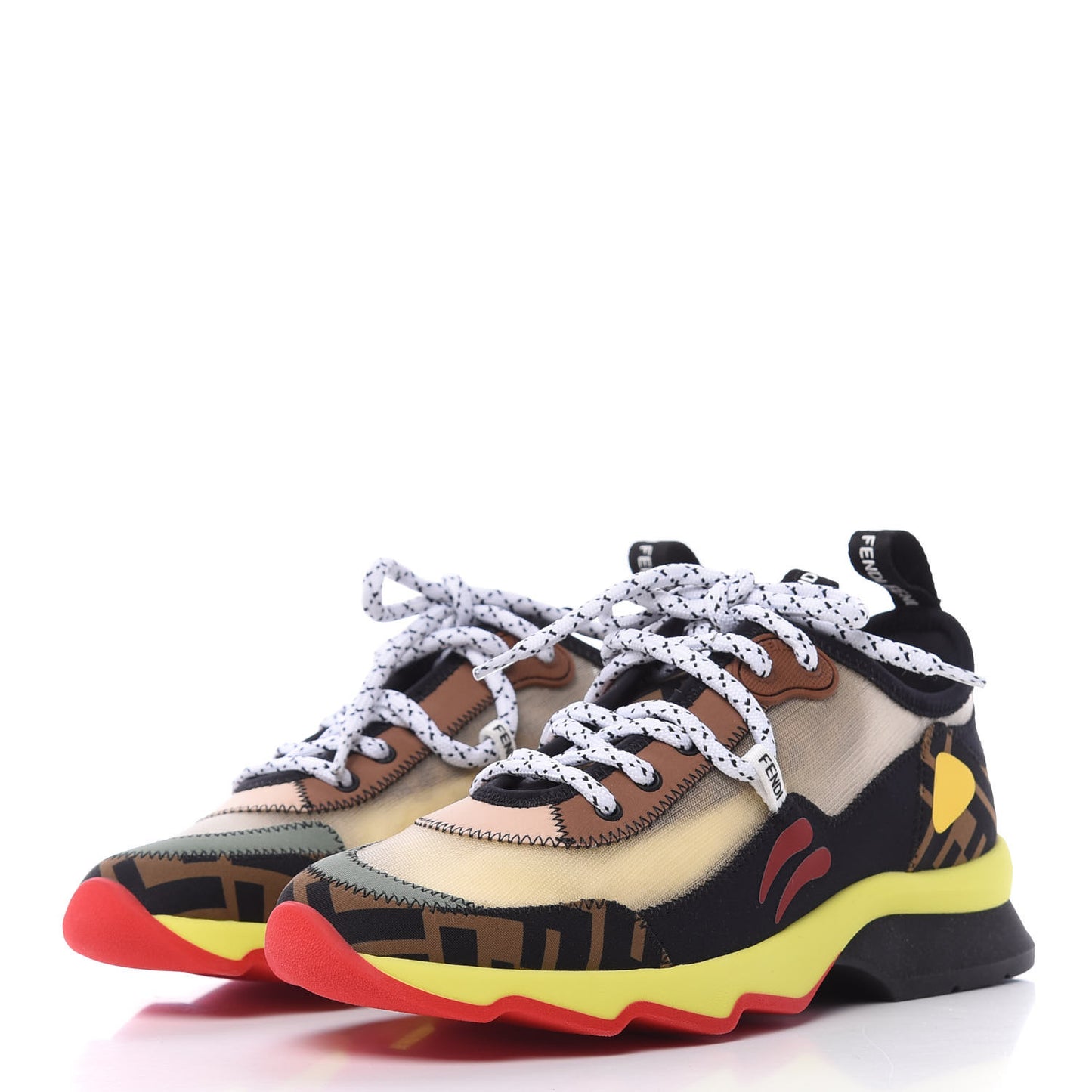 Technical Mesh Lycra FFreedom Patchwork Sneakers 36.5 Nude Tobacco Black