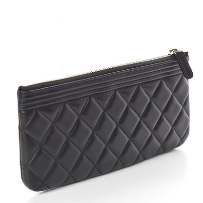Chanel Lambskin Quilted Small Boy Zipped Pouch Black 3 of 9