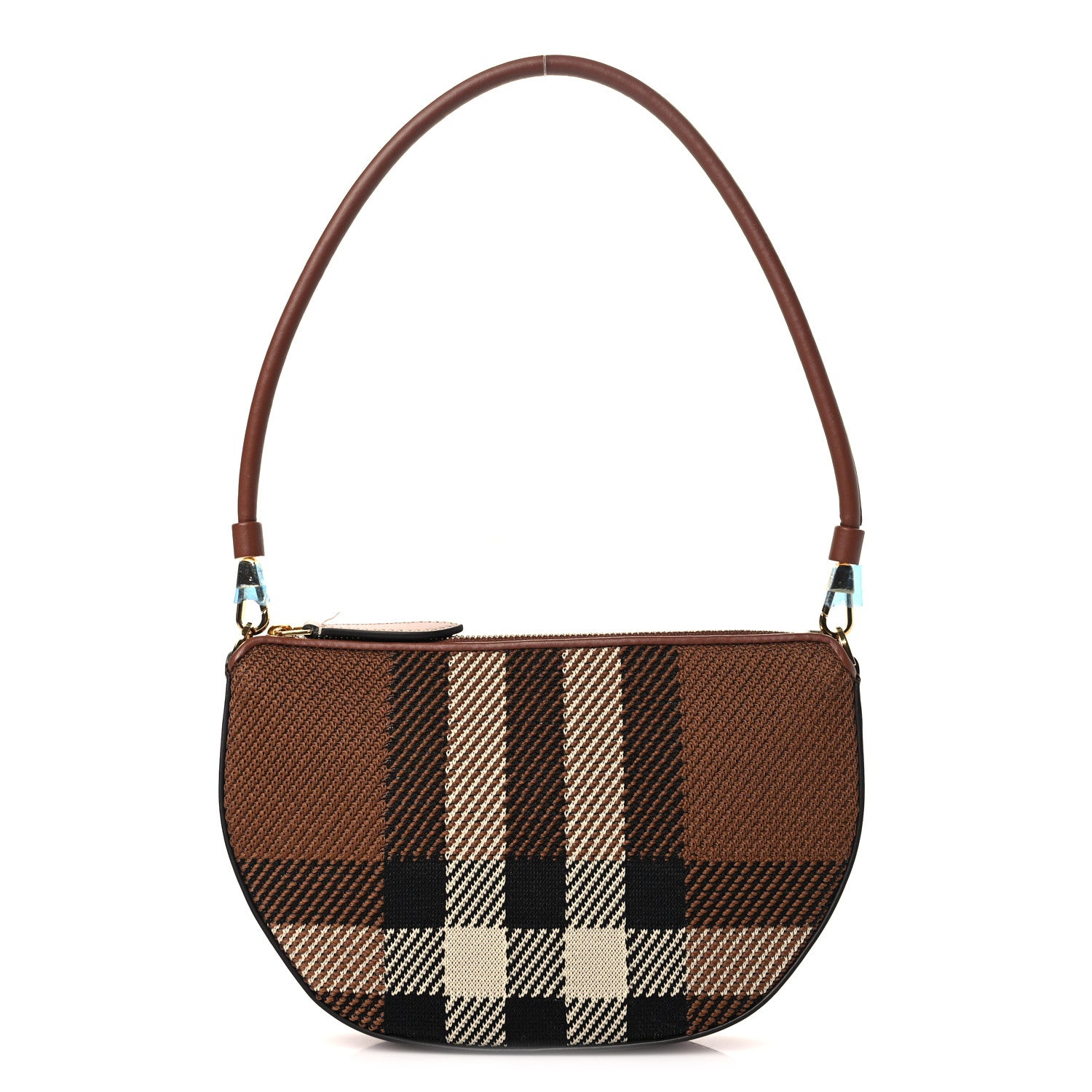 Burberry Canvas Calfskin Check Knitted Small Olympia Birch Brown 1 of 9