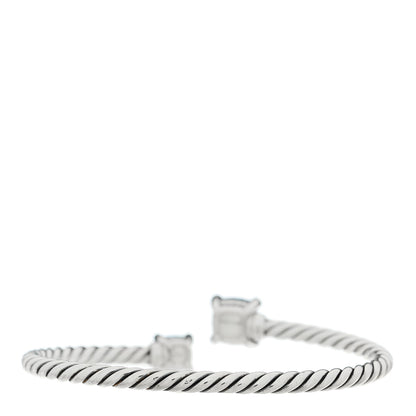 David Yurman Sterling Silver Blue Topaz Hampton Blue Topaz Diamond 4mm Chatelaine Bypass Bracelet 2 of 3