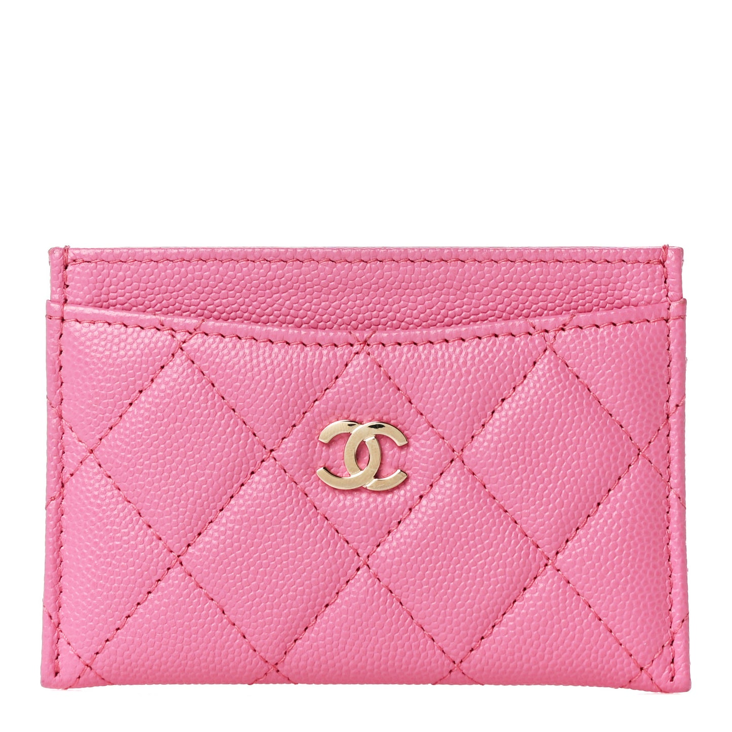 Caviar Quilted Card Holder Pink