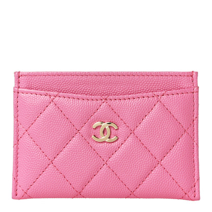 Chanel Caviar Quilted Card Holder Pink 1 of 5
