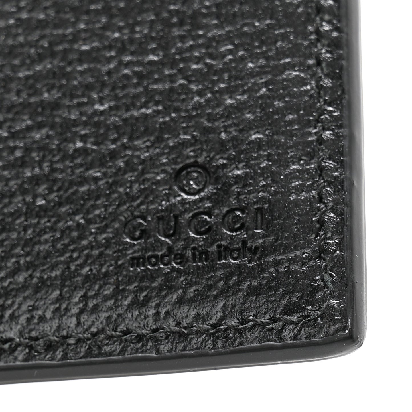 Calfskin Boar Effect Monochrome GG Marmont Bi-Fold Wallet Black
