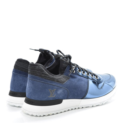 Louis Vuitton Metallic Patent Suede Run Away Sneakers 8.5 Marine 4 of 10
