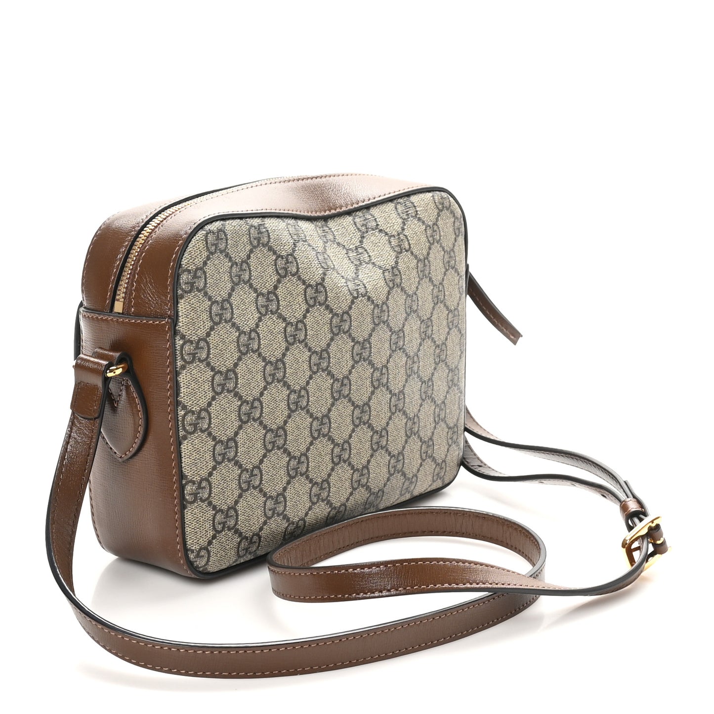 GG Supreme Monogram Small Horsebit 1955 Shoulder Bag Beige Brown Sugar
