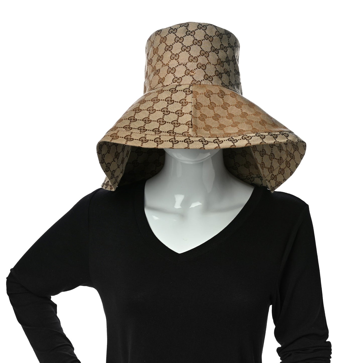 Monogram Wide Brim Hat L Beige