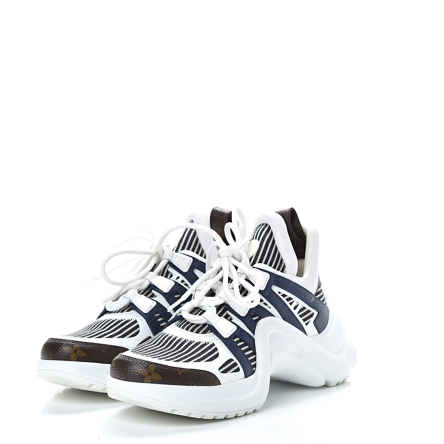 Patent Monogram Stripe LV Archlight Sneakers 37.5 White Blue