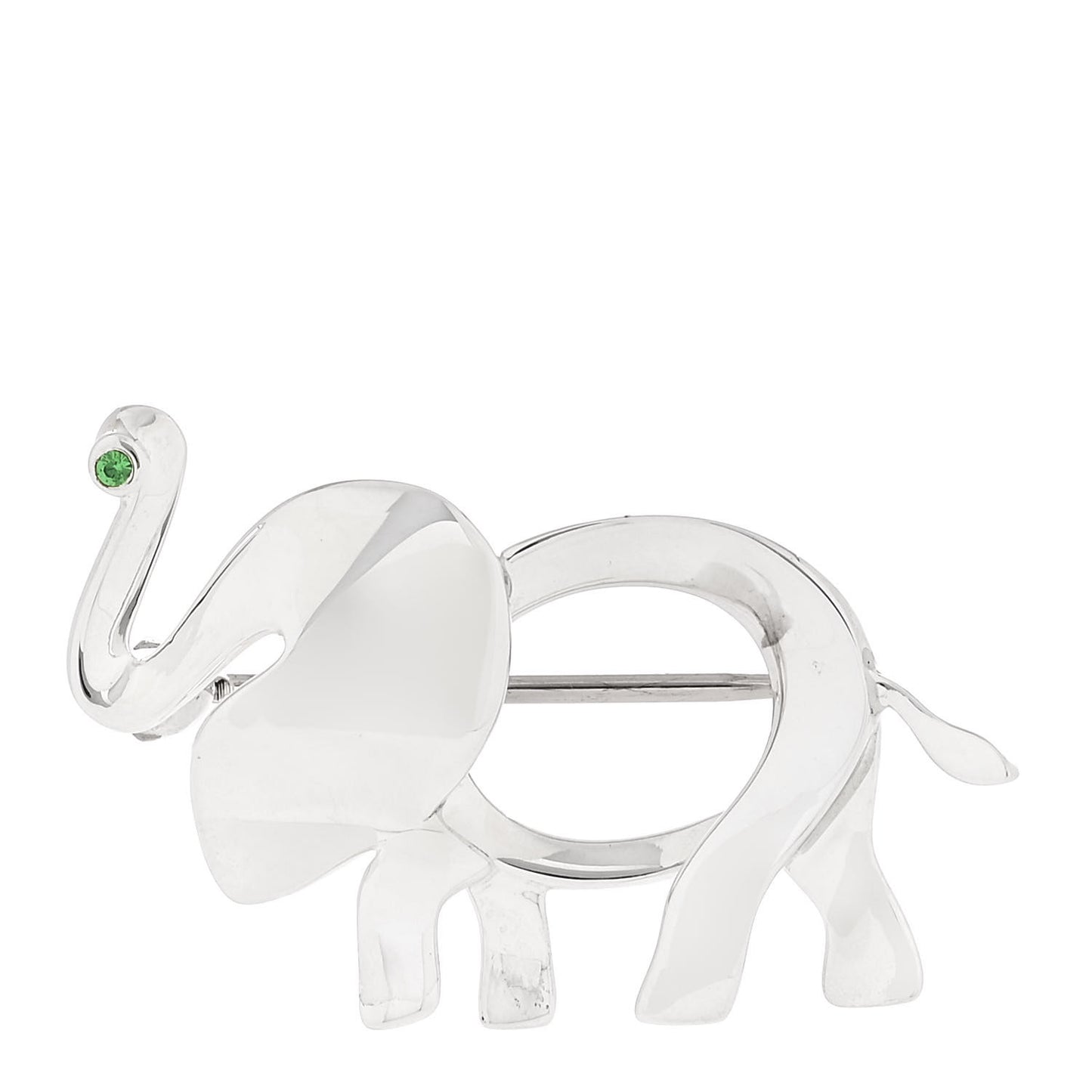 Sterling Silver Tsavorite Save the Wild Elephant Brooch