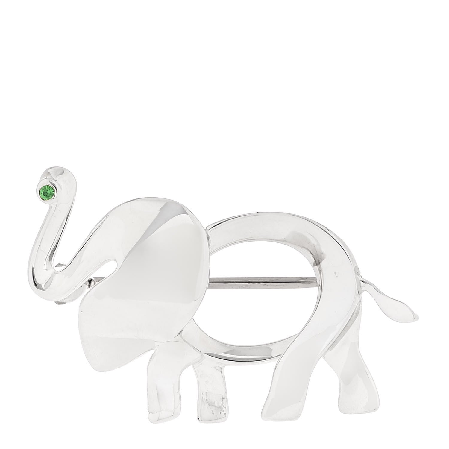 Tiffany Sterling Silver Tsavorite Save the Wild Elephant Brooch 1 of 6