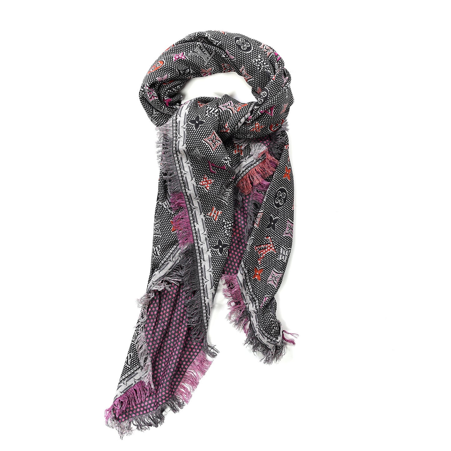 Wool ABC Monogram Shawl Pink