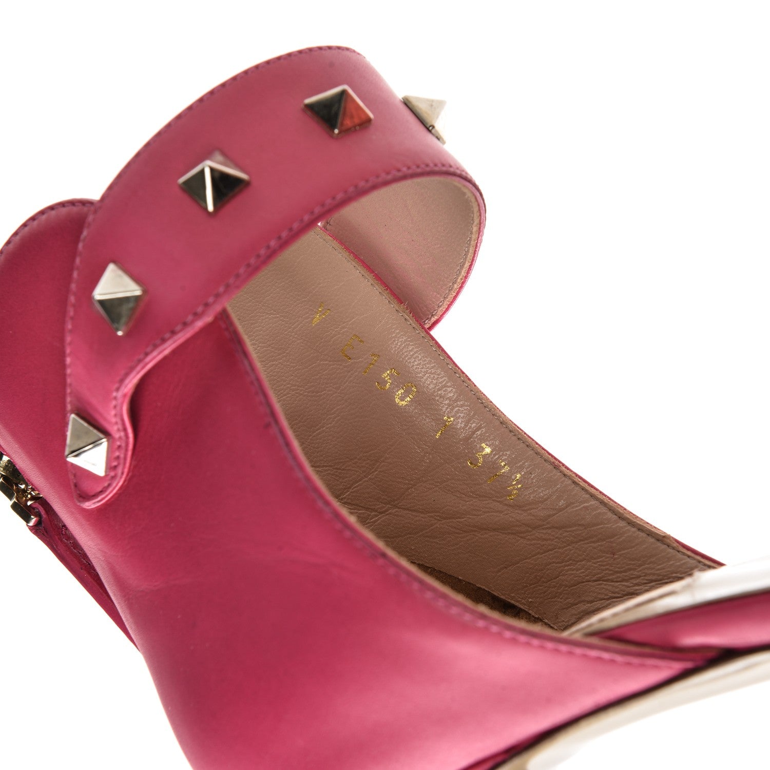 Valentino Garavani Calfskin Rockstud Ankle Strap Sandals 37.5 Pop Fuxia 9 of 9