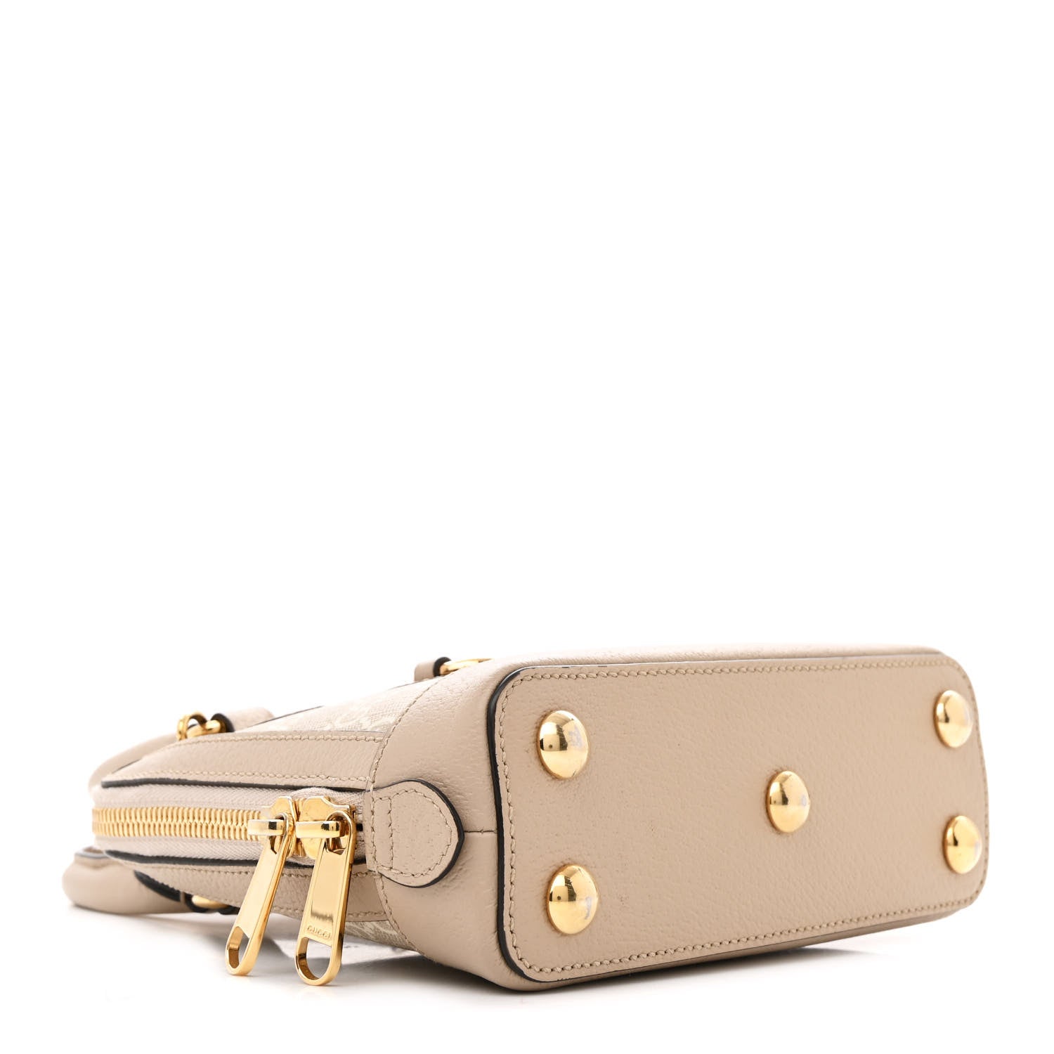 Gucci GG Supreme Monogram Textured Dollar Calfskin Mini Horsebit 1955 Top Handle Bag Beige Mystic White Oatmeal 4 of 14