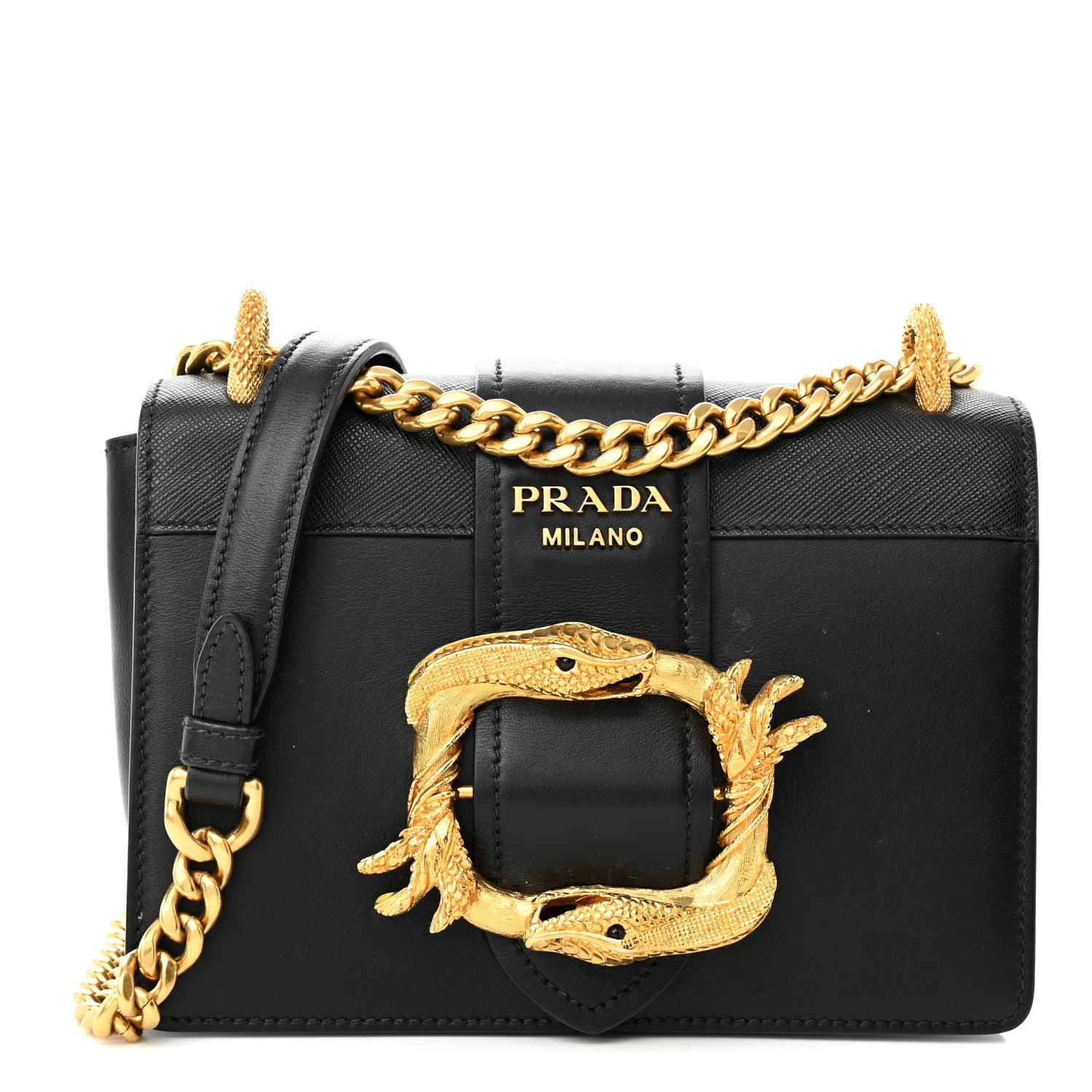 Prada City Calf Saffiano Animalier Cahier Bag Black 1 of 11
