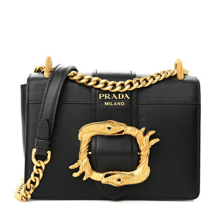 Prada City Calf Saffiano Animalier Cahier Bag Black 1 of 11