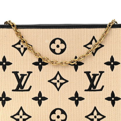 Louis Vuitton Raffia Calfskin Monogram Toiletry Pouch On Chain Beige Black 7 of 17