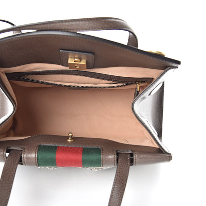 Gucci Textured Calfskin Web Crystal Butterfly Stripe Medium Totem Top Handle Bag New Acero 5 of 11