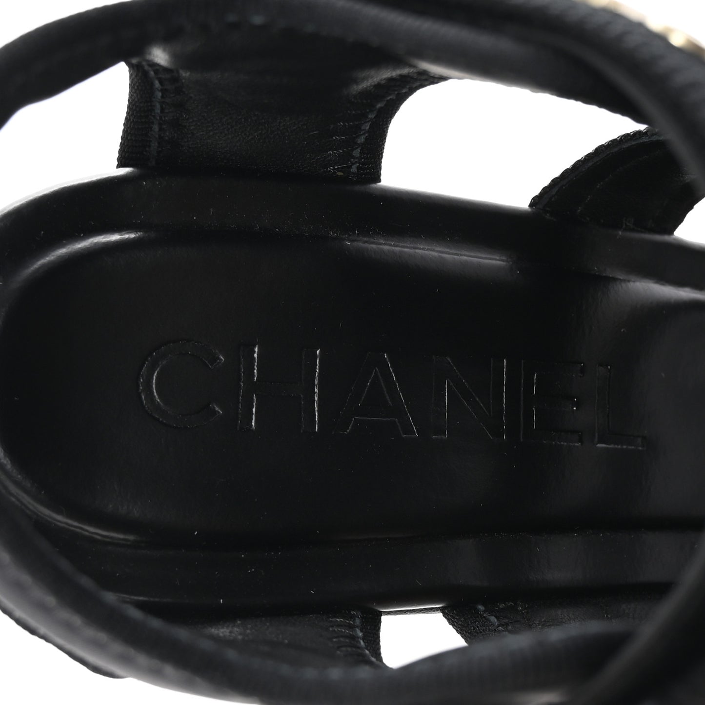 Fabric Metal CC Logo Sandals 36 Black