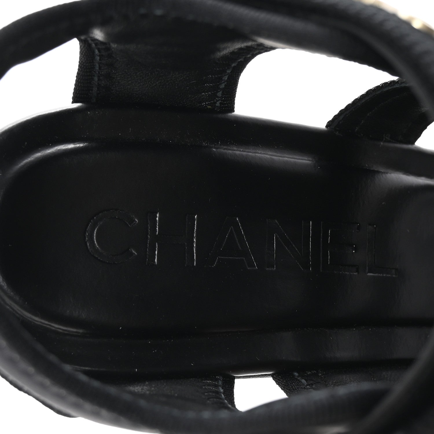 Chanel Fabric Metal CC Logo Sandals 36 Black 8 of 9