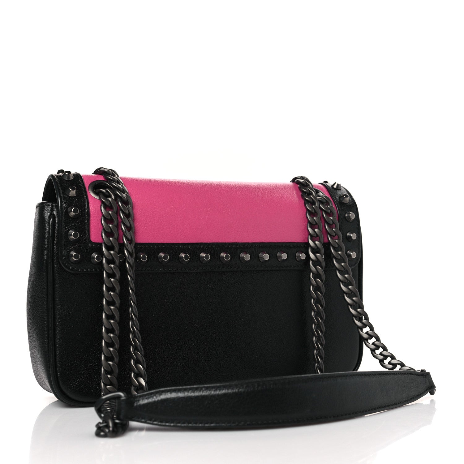 Prada Glace Calfskin Studded Crossbody Fuxia Black 3 of 8