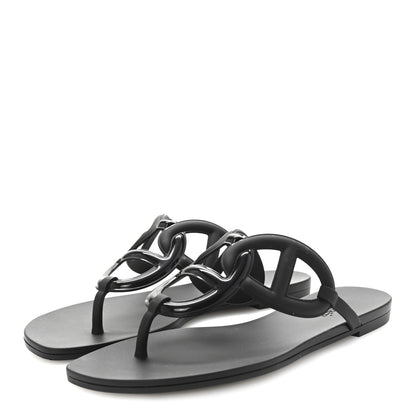 Hermes Rubber Womens Egerie Sandals 37 Black 4 of 9