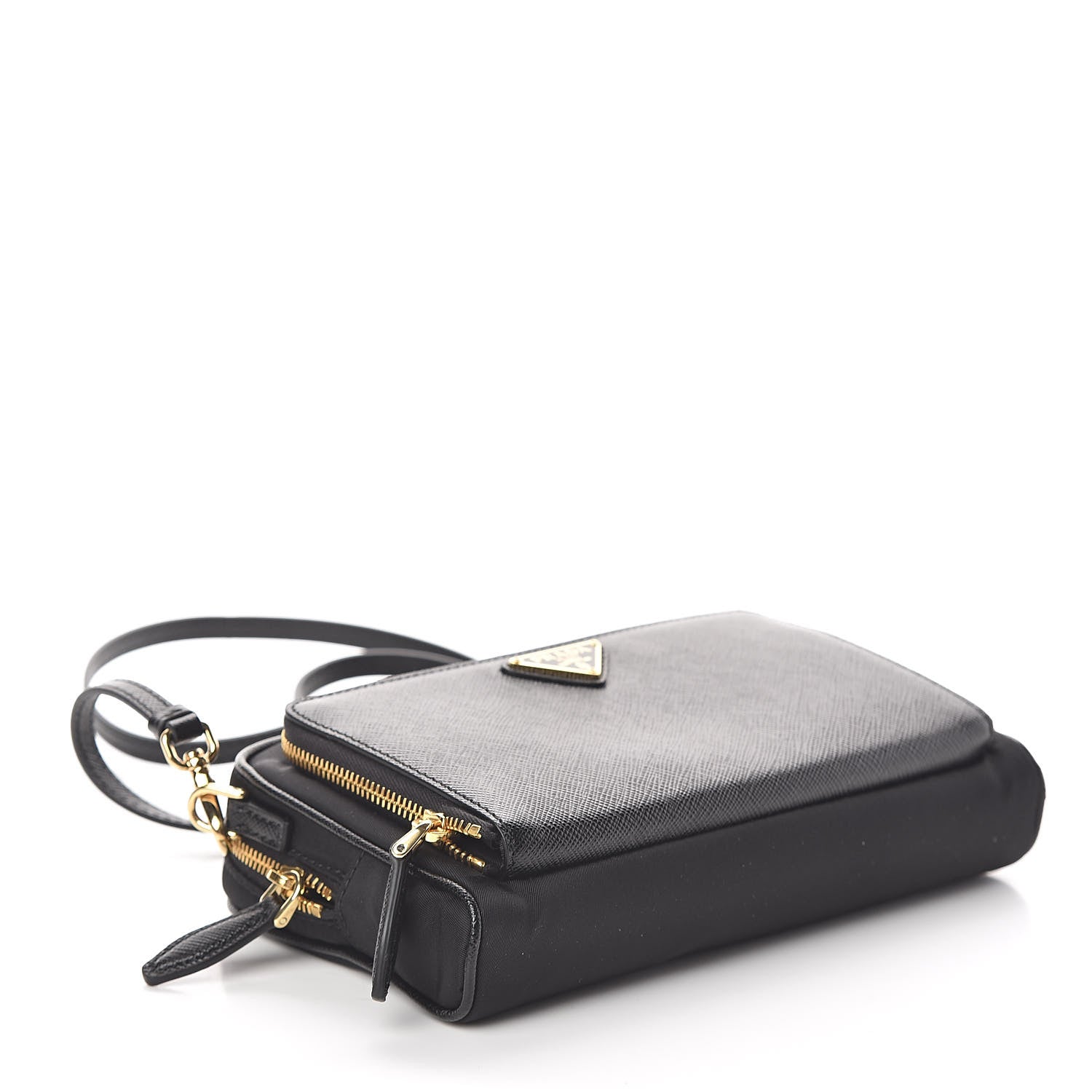 Prada Saffiano Tessuto Nylon Vela Mini Crossbody Bag Black 4 of 9
