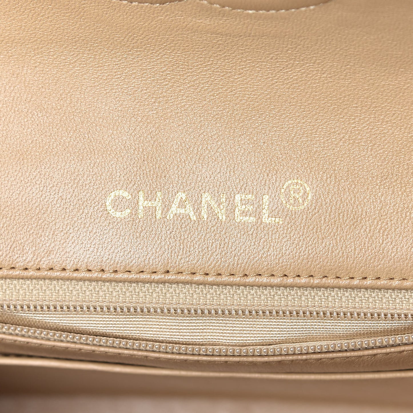 Lambskin Quilted Mini Square Flap Beige
