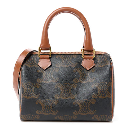 Celine Triomphe Canvas XL Calfskin Small Boston Bag Tan 1 of 11