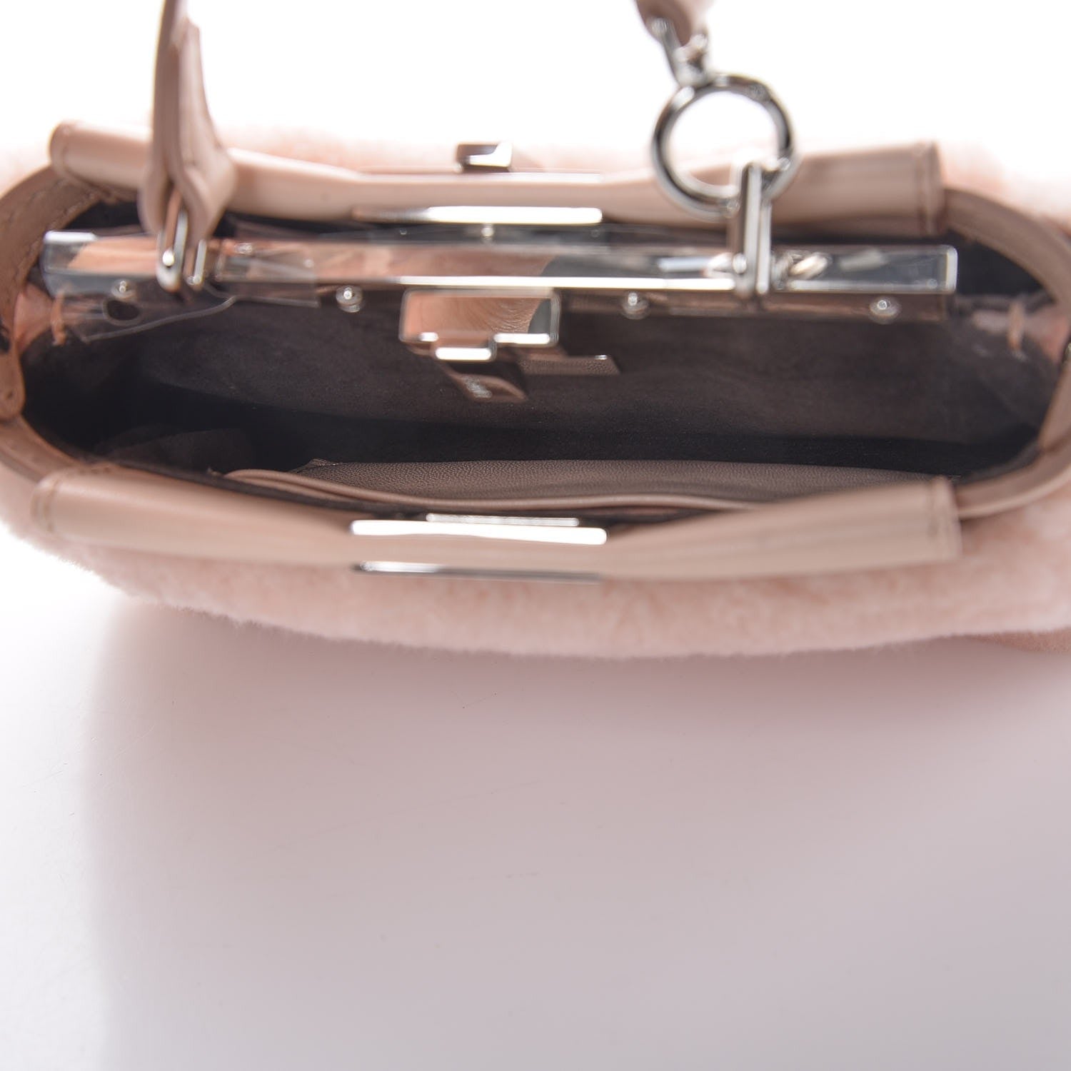 Fendi Shearling Shiny Nappa Micro Peekaboo Iconic Satchel Light Rose 7 of 8