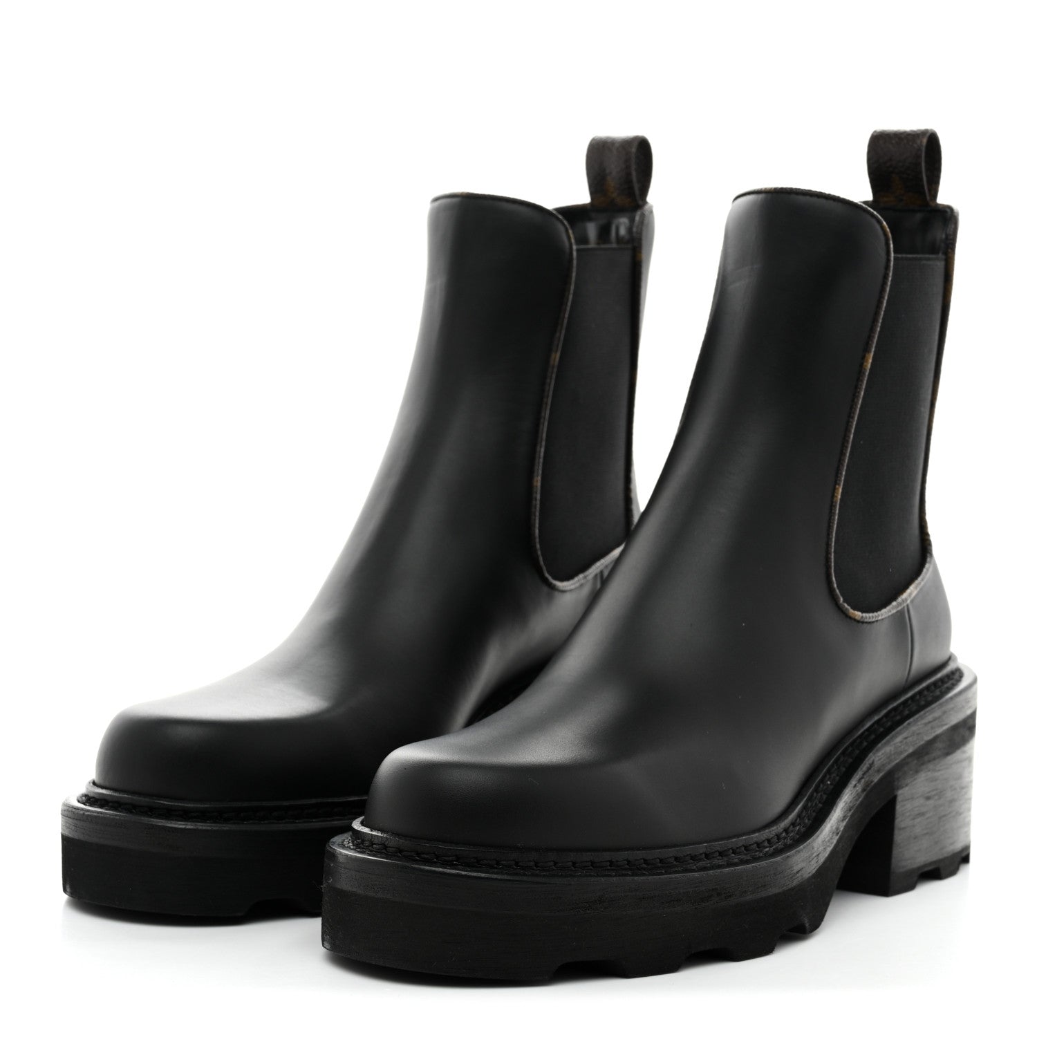 Louis Vuitton Calfskin Monogram Beaubourg Ankle Boots 37 Black 4 of 9