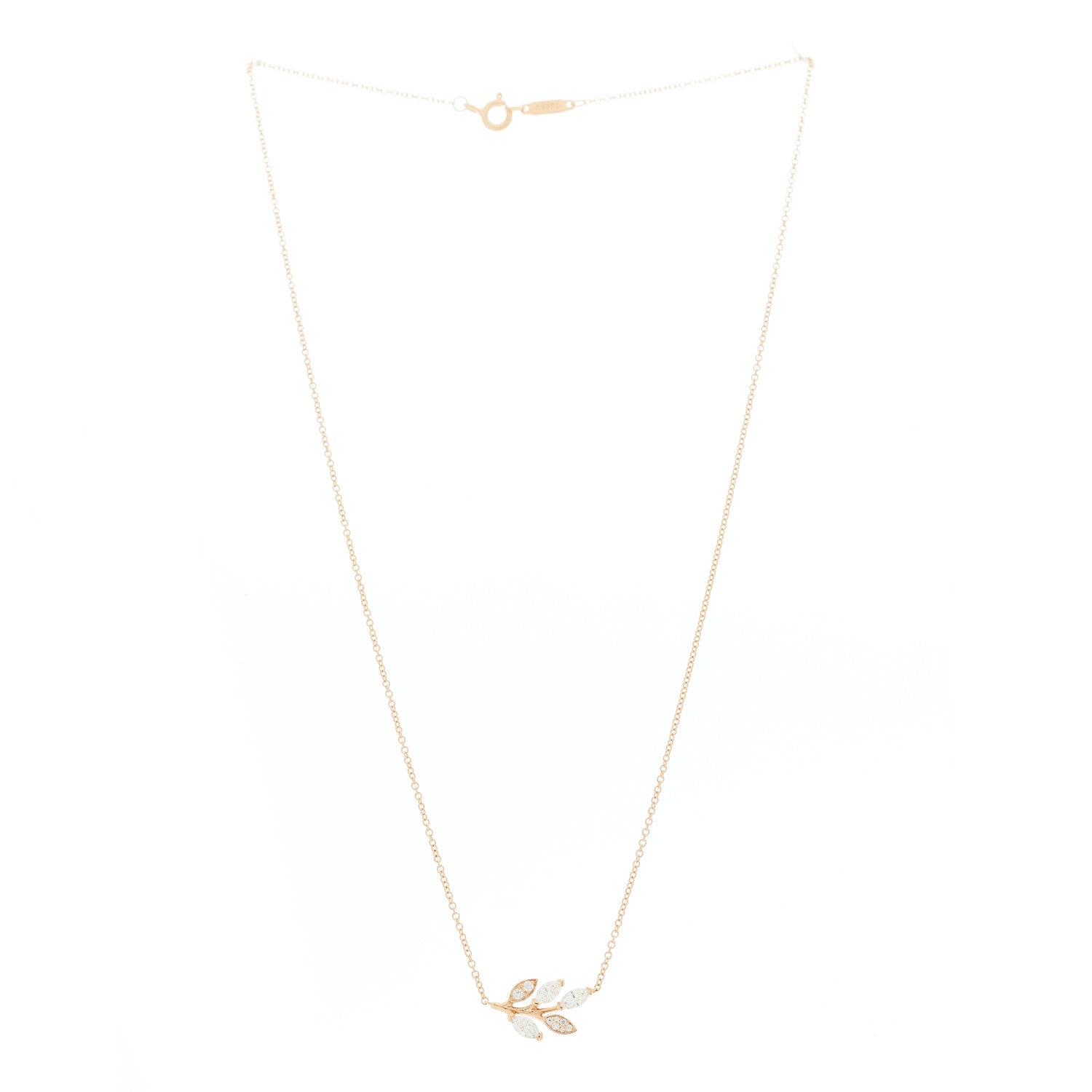 Tiffany 18K Rose Gold Diamond Victoria Vine Pendant Necklace 3 of 7