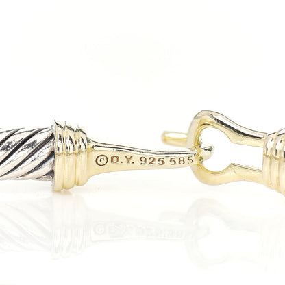 David Yurman Sterling Silver 14K Yellow Gold 5mm Cable Classic Buckle Bracelet 4 of 4