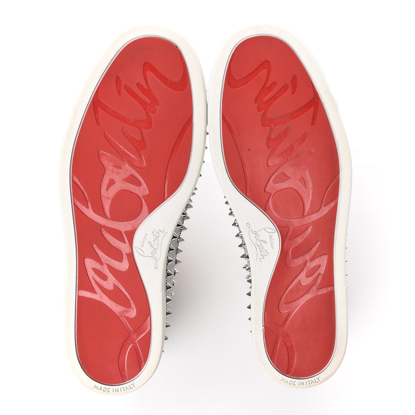 Calfskin Glitter Spikes Womens Pik Boat Sneakers 38.5 Silver