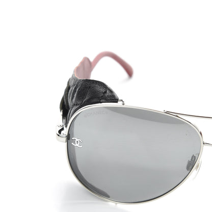 Chanel Titanium Lambskin CC Pilot Sunglasses 4192 Q Black 8 of 9