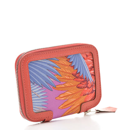 Hermes Epsom Printed Silk Flamingo Party Soie-Cool Compact Wallet Rose Jaipur 3 of 7