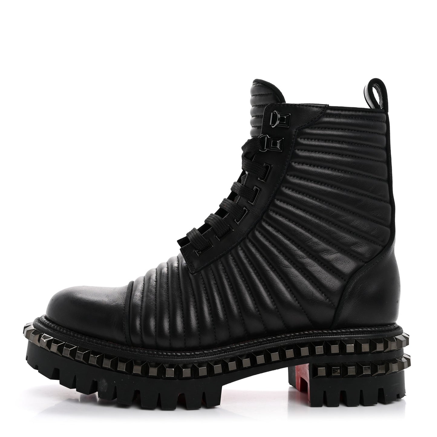Calfskin Quilted Yetota Combat Boots 38.5 Black
