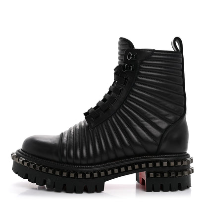 Christian Louboutin Calfskin Quilted Yetota Combat Boots 38.5 Black 1 of 8