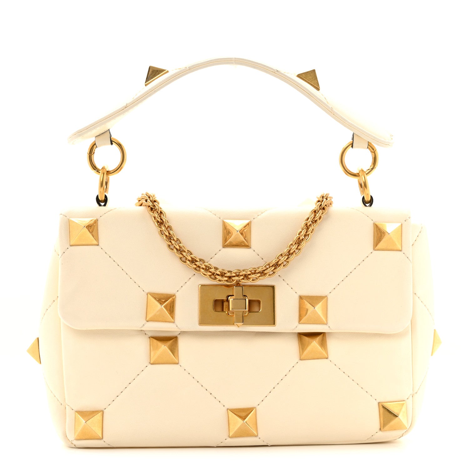 Valentino Garavani Nappa Medium Roman Stud Shoulder Bag Ivory 1 of 12