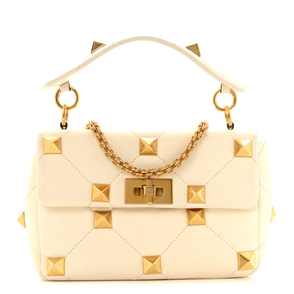 Valentino Garavani Nappa Medium Roman Stud Shoulder Bag Ivory 1 of 12