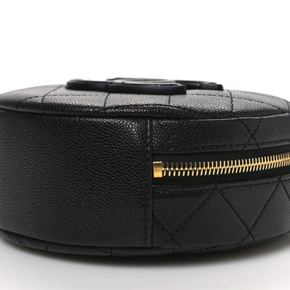 Chanel Caviar Quilted Small Round Vanity With Chain Black 10 of 10